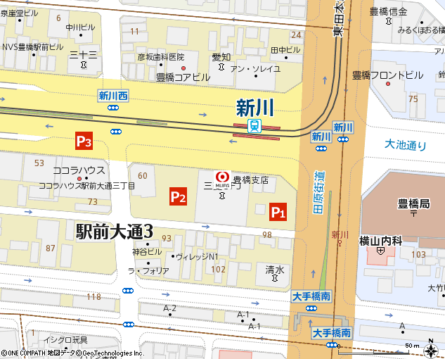 豊橋支店付近の地図